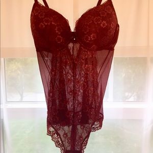 H&M maroon lace body suit